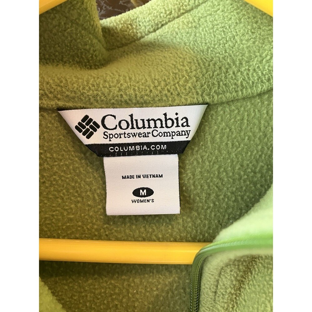 Columbia Full Zip Fleece Jacket Women's Sz M Lime Green‎ Full Zip Logo Gorpcore - Picture 6 of 13